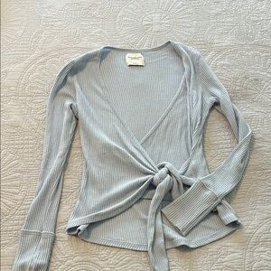 Abercrombie & Fitch Blue Bell Sleeve Wrap Top